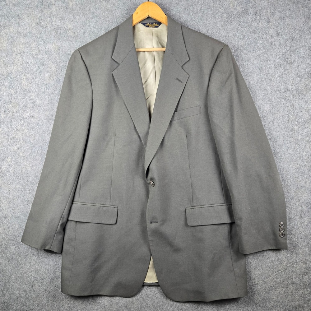Brooks Brothers Blazer Mens 44 LG Gray Pure Wool USA Professional Sport Coat